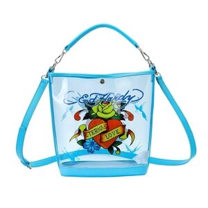 Ed Hardy Blue Transparent Shoulder Bag